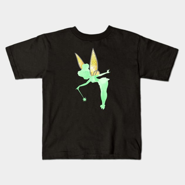 Green and Gold Fairy Kids T-Shirt by magicmirror